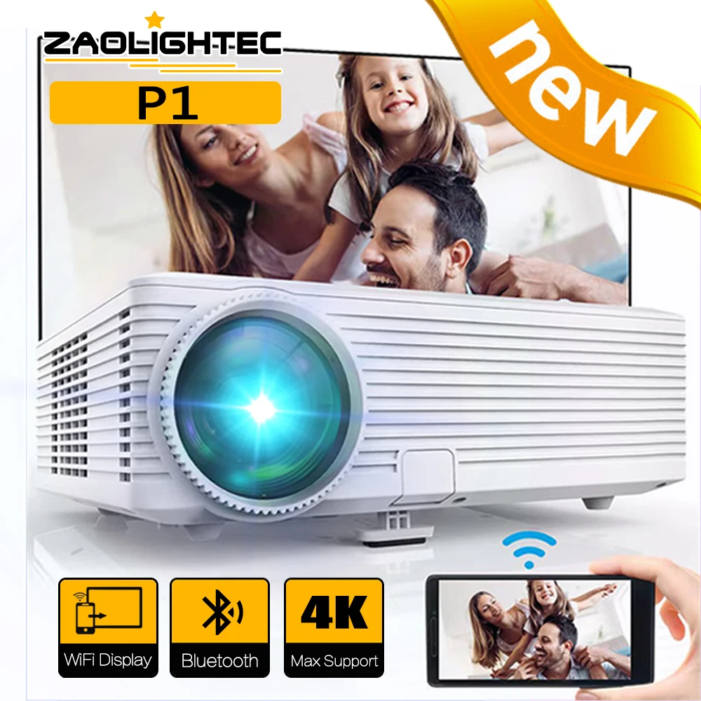 

Проектор ZAOLIGHTEC P1 светодиодный HD наружный беспроводной 1080P с поддержкой 4K HDMI USB аудио портативный проектор домашний медиаплеер