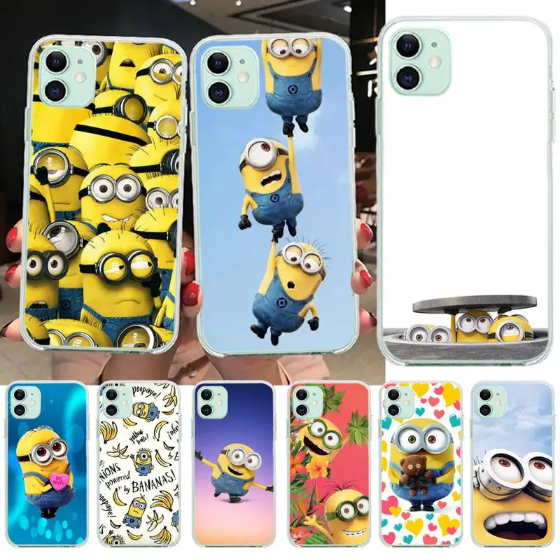 

Funny Cute Cartoon Little Yellow Man Minions Phone Case For iphone 13 12 11 Pro Max Mini XS Max 8 7 Plus X SE 2020 XR Soft Cover