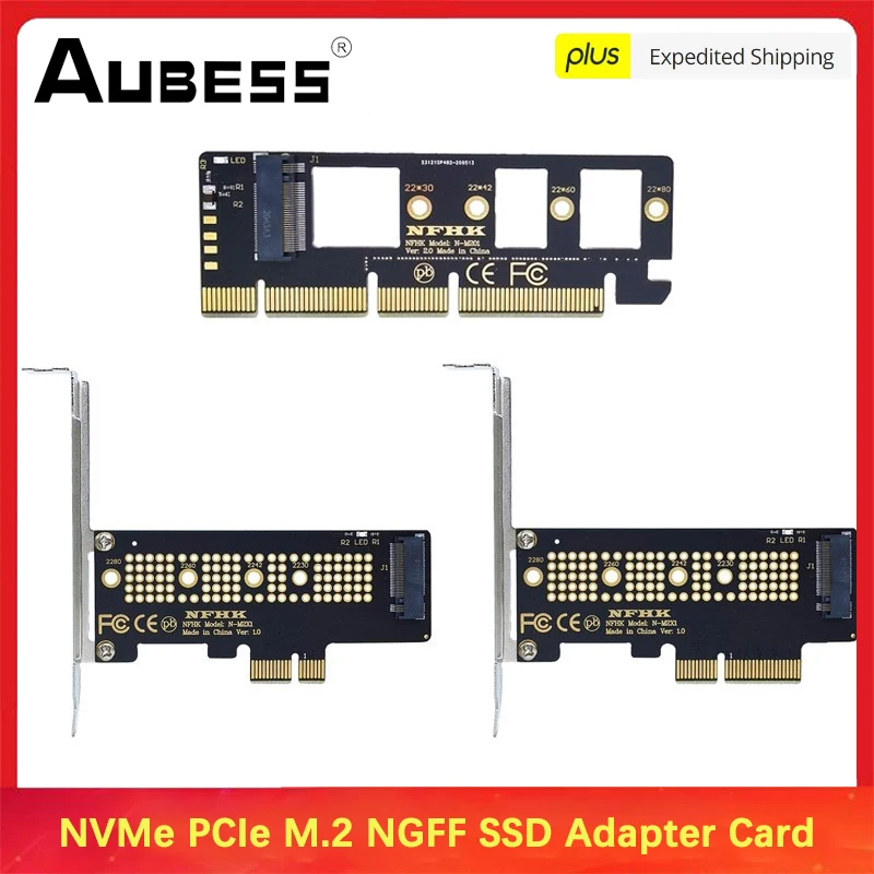 Адаптер M.2 NVMe SSD NGFF на PCIE X16, интерфейсная карта M Key, поддержка PCI-e PCI Express 3,0 2230-2280, размер M.2 M2 Pcie, адаптер