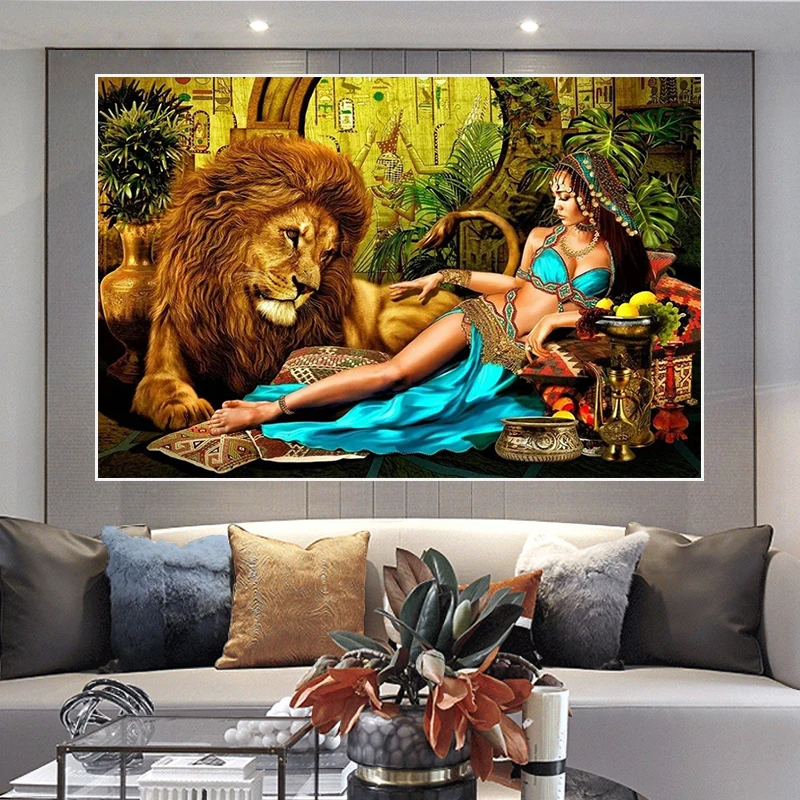 

Cleopatra Art The Lion Beauty and the Beast Canvas Prints Painting Characters Wall Pictures Living Room Home Decor Posters