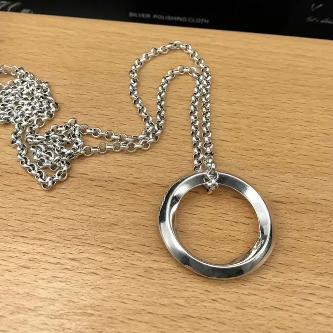 Кулон-Кольцо из стерлингового серебра модный креативный кулон с круглой пряжкой