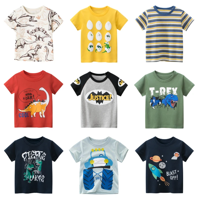 

Kids Summer T-Shirt Cartoon Animals Shark Dinosaur Print Toddler Boys Cotton Tee Tops T-Shirts
