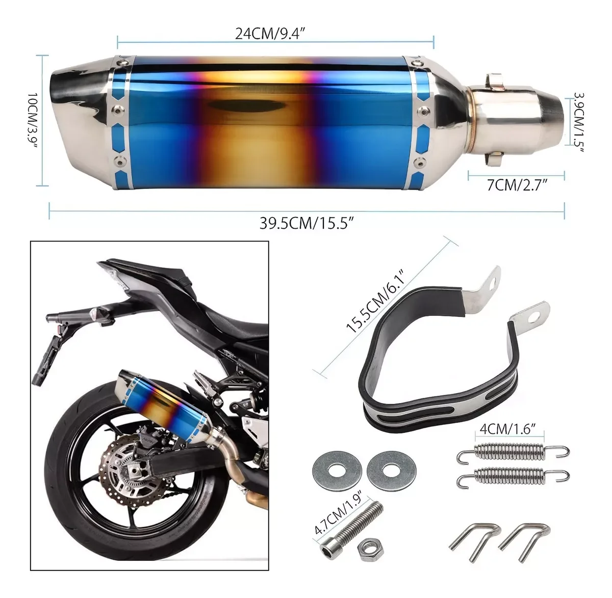 Универсальный глушитель мотоцикла 51 мм для Duke RC390 NC700 CBR500RR GSXR250 benelli trk 502 gsr 600