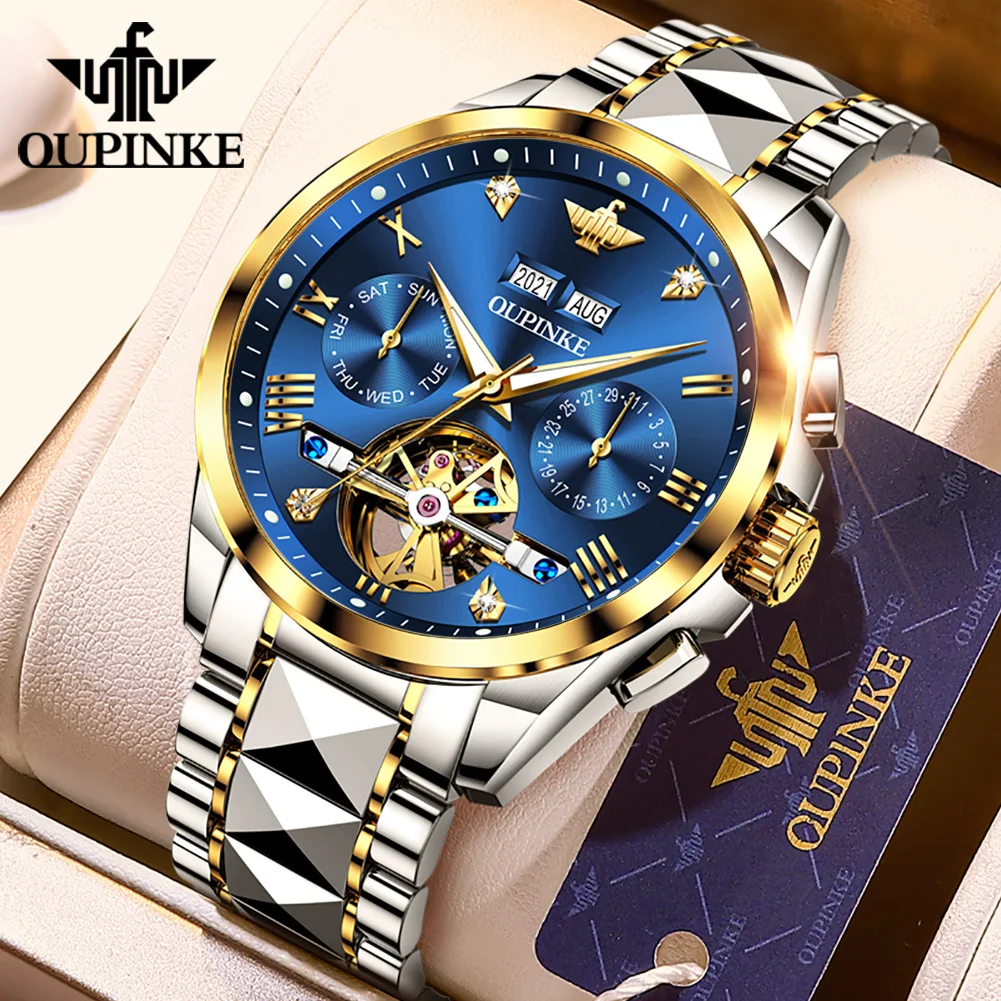 

OUPINKE 3186 Automatic Mechanical Tourbillon Watch for Men Luxury Top Brand Sapphire Glass Men's Wristwatches Relogio Masculino