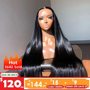 Hd Lace Frontal Wig 30 Inch Bone Straight Human Hair Wigs For Black Women Pre Plucked Transparent 13