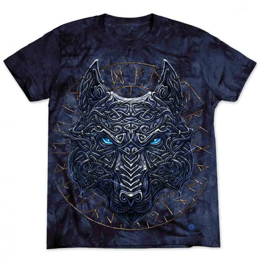 

Whole body printing mysterious wolf men's round neck printing t-shirt casual men's trend wild plus size t-shirt S-7XL