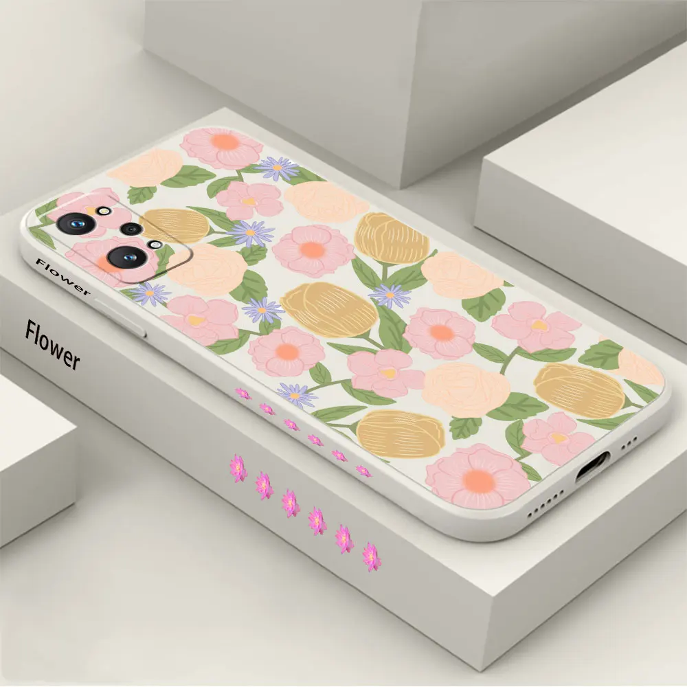 

Retro Rose Flower Case For Realme GT Neo 2 3 5 2T C21 C21Y C15 10 8 8I 7 7I 6 5 V25 V15 V13 V11 C25Y C17 9 V11S Pro Plus Cover