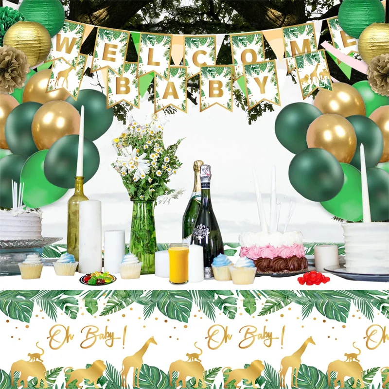 

Safari TableCloth Birthday Party Decor Disposable Table Cover Jungle Baby Shower Waterproof Rectangle Plastic Tablecloths