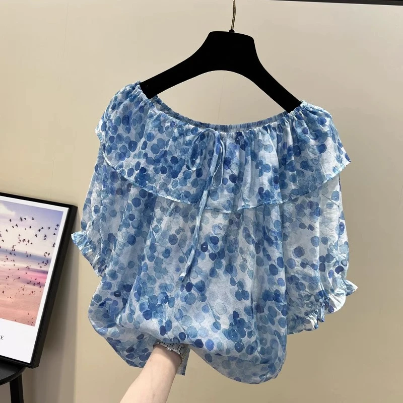 Женский пуловер на одно плечо модный шифоновый топ со складками и оборками по