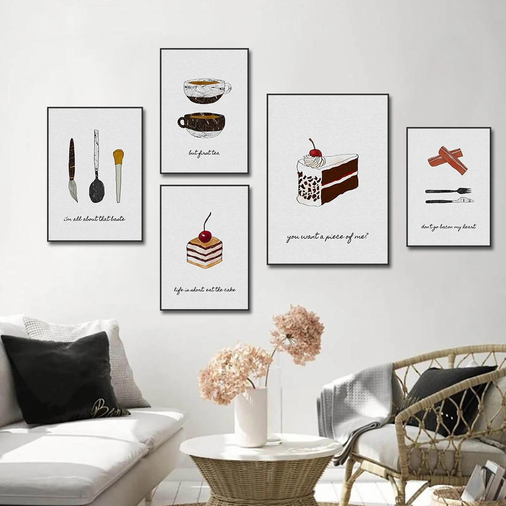 

Abstract Tableware Fruit Cake Canvas Painting Modern Kitchen Posters And Prints Wall Art Pictures For Home Dining Room Decor