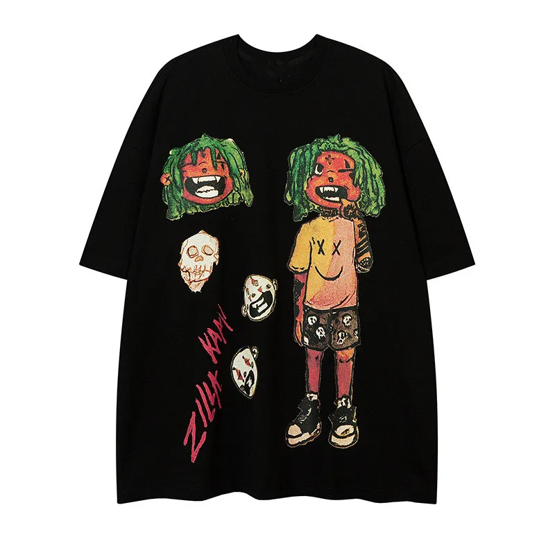 

Summer 3D Printing Pattern Men/Women Couples Fashion European and American Dark Style Fry Street Shirts Y2K Short Sleeve T-Shirt