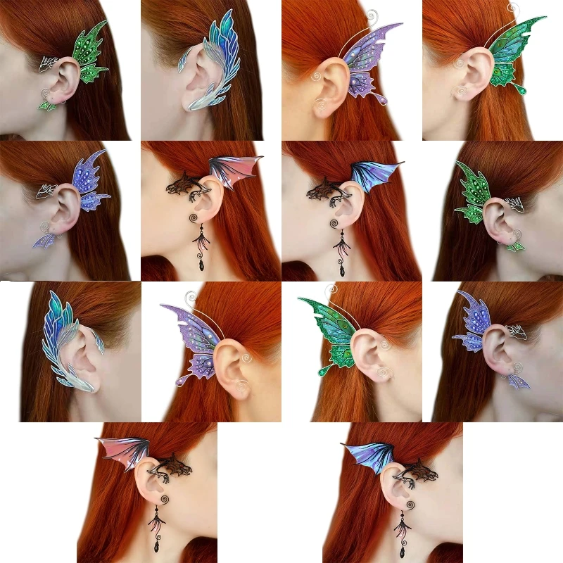 

517F Delicate Niche Butterfly Wings Ear Clips Alloy Elf No Piercing Ear Cuffs Women's Earrings Birthday Wedding Presents