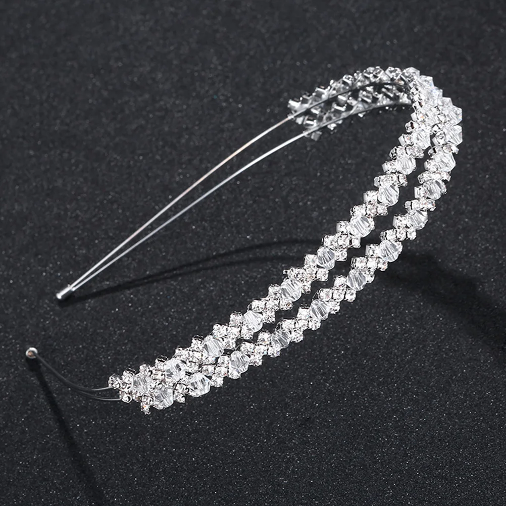 

Rhinestones Miss Hair Ribbons Girls Double Layer Wedding Crystal Headband Women Hoop