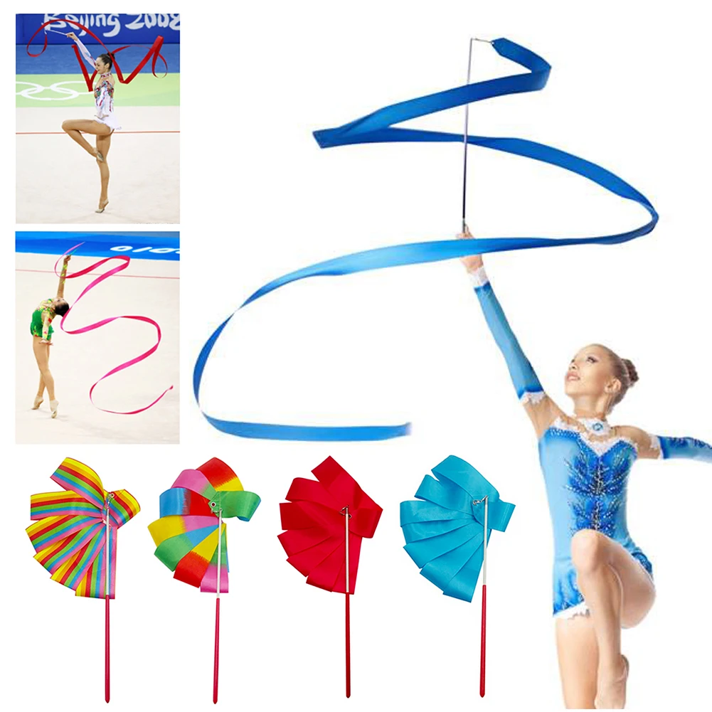 

Балетные ленты Twirling, профессиональная гимнастическая тренировочная палочка, красочные ленты для танцев, лента для ритмичного спортзала