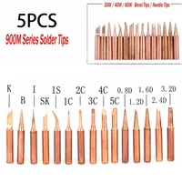 5pcs 900m t pure copper soldering iron tip lead free solder tips welding head soldering tools branding iron lower temperature