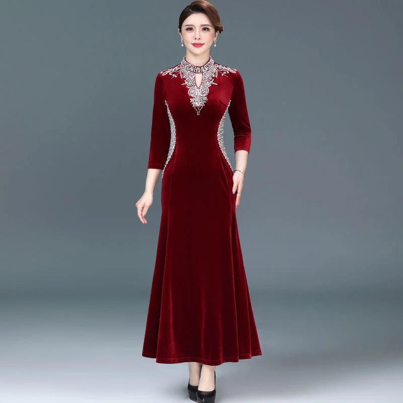 Тяжелое платье со стразами элегантное Новинка осени 2022 Свадебное женское