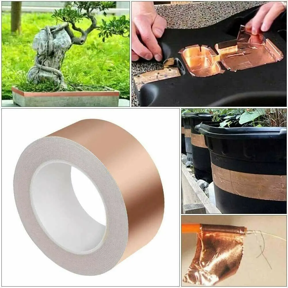 

1 Roller Adhesive Copper Slug Snail Barrier Tape EMI Shielding Waterproof UV Resistance Copper Foil Tape 50MMx20M