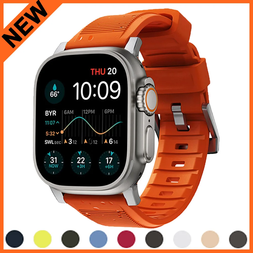 

Silicone Strap For Apple watch Band 44mm 40mm 45mm 41mm 49mm 42mm correa band for iWatch Ultra series 7 se 3 4 5 6 8 Bracelet