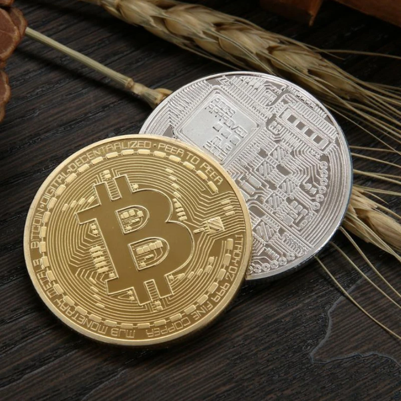 

Gold Plated Bitcoin Art Collection Gift Physical Commemorative Metal Antique Imitation Non-currency Coins Decorative Coins