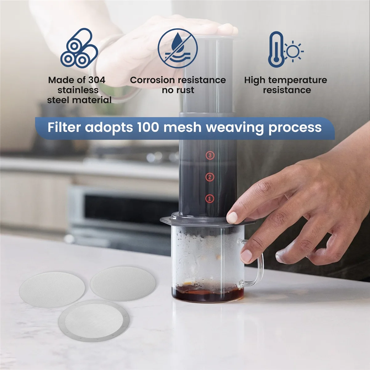 Металлическая многоразовая сетка для фильтра кофе AeroPress кофеварка эспрессо