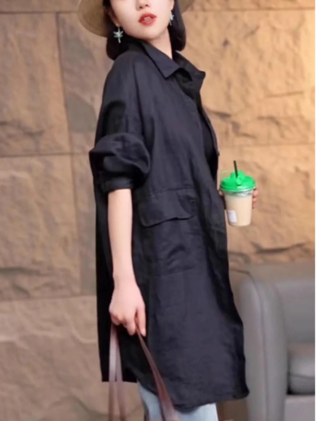 Льняные рубашки в стиле ретро с гонконгским вкусом верхняя одежда женская мода