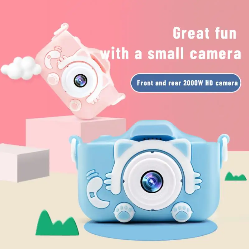 

Mini 2.0 Inches Color Screen Kids Camera Dual Selfie Video Game 1080p Hd Cartoon Children Digital Camera Birthday Gift Cute