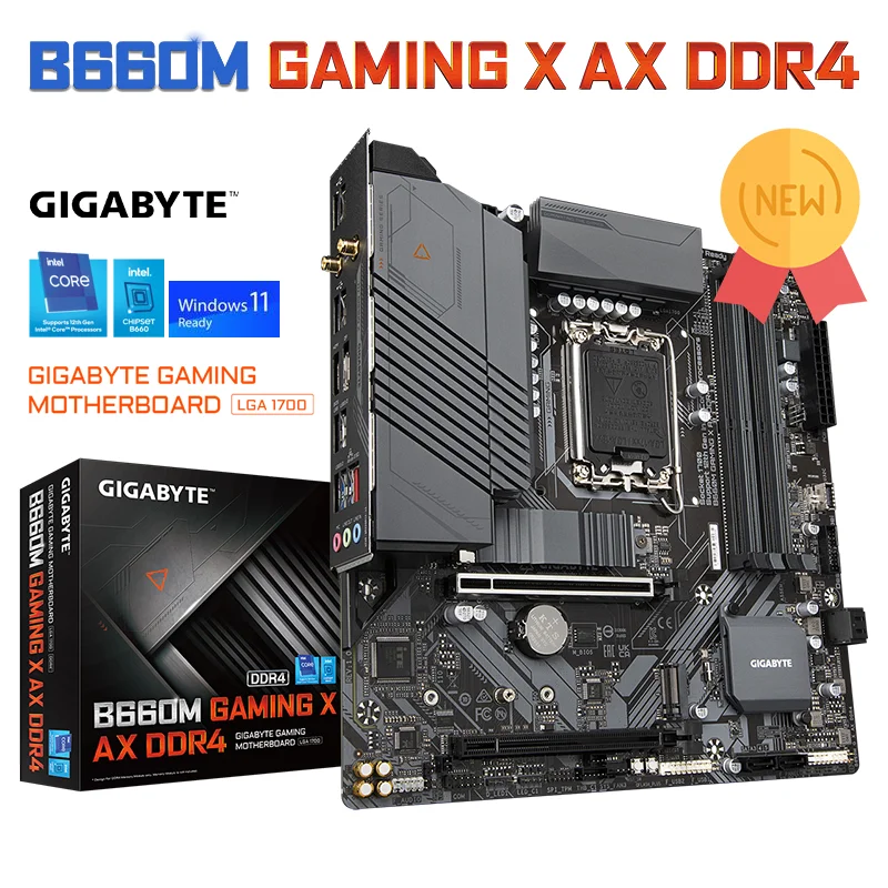 

Материнская плата Intel B660 Gigabyte B660M GAMING X AX DDR4, материнская плата LGA 1700 для настольного компьютера, процессор 12-го поколения PCI-E 4,0 4400 МГц 128 ГБ ...