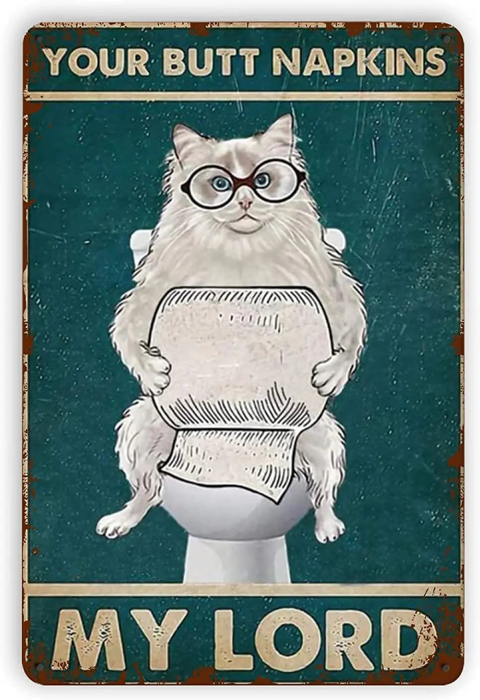 

Retro Metal Sign White Cat Vintage Wall Decor Retro Art Tin Sign Funny Decorations for Home Bar Pub Cafe Farm Room Tin Sign