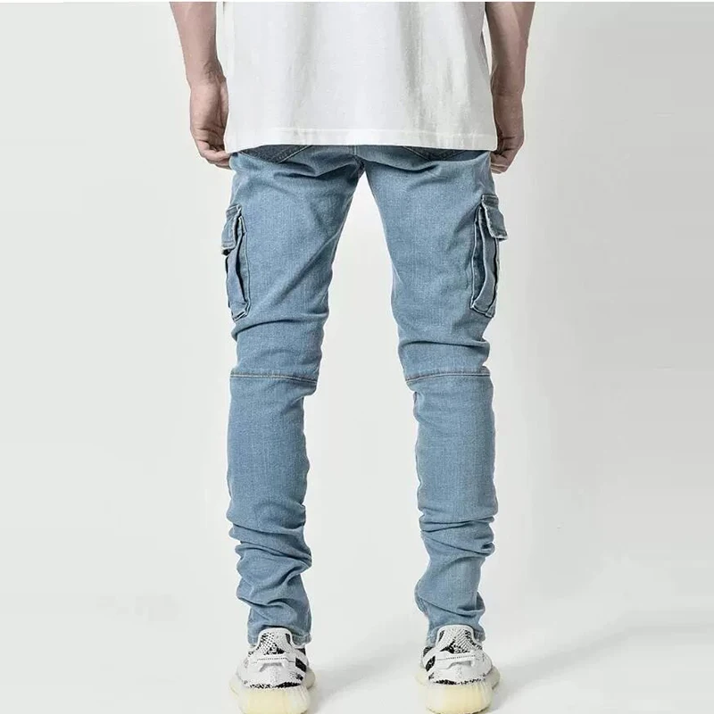2023 Popular men jeans side pocket tights street style jeans fashione men stretch jeans can be worn in spring, summer and autumn