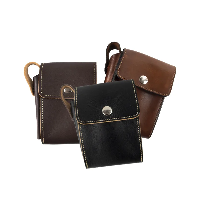 

Vintage Leather Hanging Waist Cigarette Case Outdoor Portable Storage Fanny Pack Lighter Organizer Handbag Bag Personalized Gift