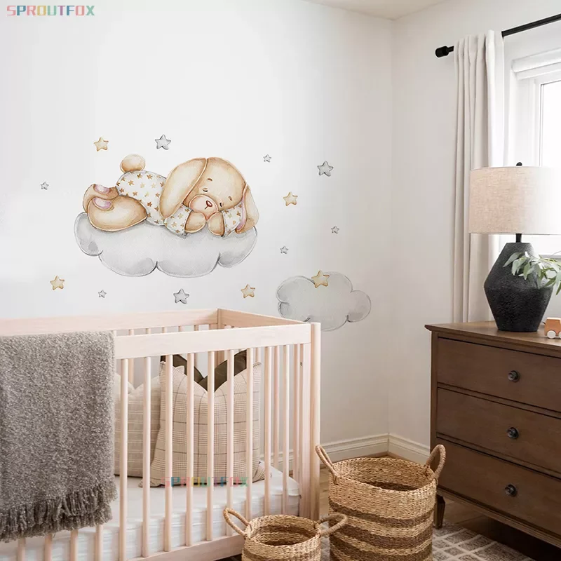 Sleeping Wall Stickers Child Wall Decorative Vinyl Wall Stickers For Kids Rooms Animal Pattern For Children's Room Wallpaper