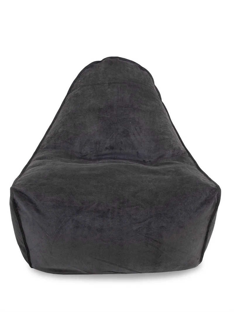 Бескаркасное кресло Comfort Velvet Graphite из микровельвета с декоративным карманом XXXL PUFF