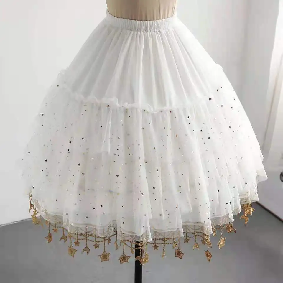 

Star Mesh Lolita Fishbone Skirt Brace Daily Adjustable Violent Carmen Brace Lolita Summer Half Skirt