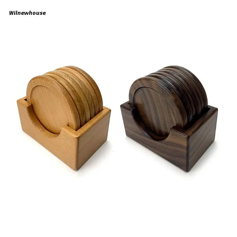 

Круглая деревянная Изолированная подставка для кружек и тарелок F63A, Противоскользящий коврик для чая и кофе