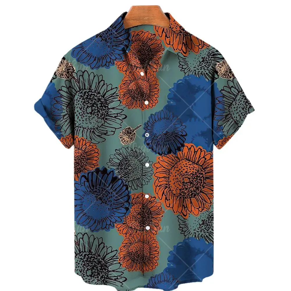 

Men Women Short Sleeve Hawaiian Shirts 3d Chrysanthemum Print Shirts Fashion Casual Tops Size 5xl