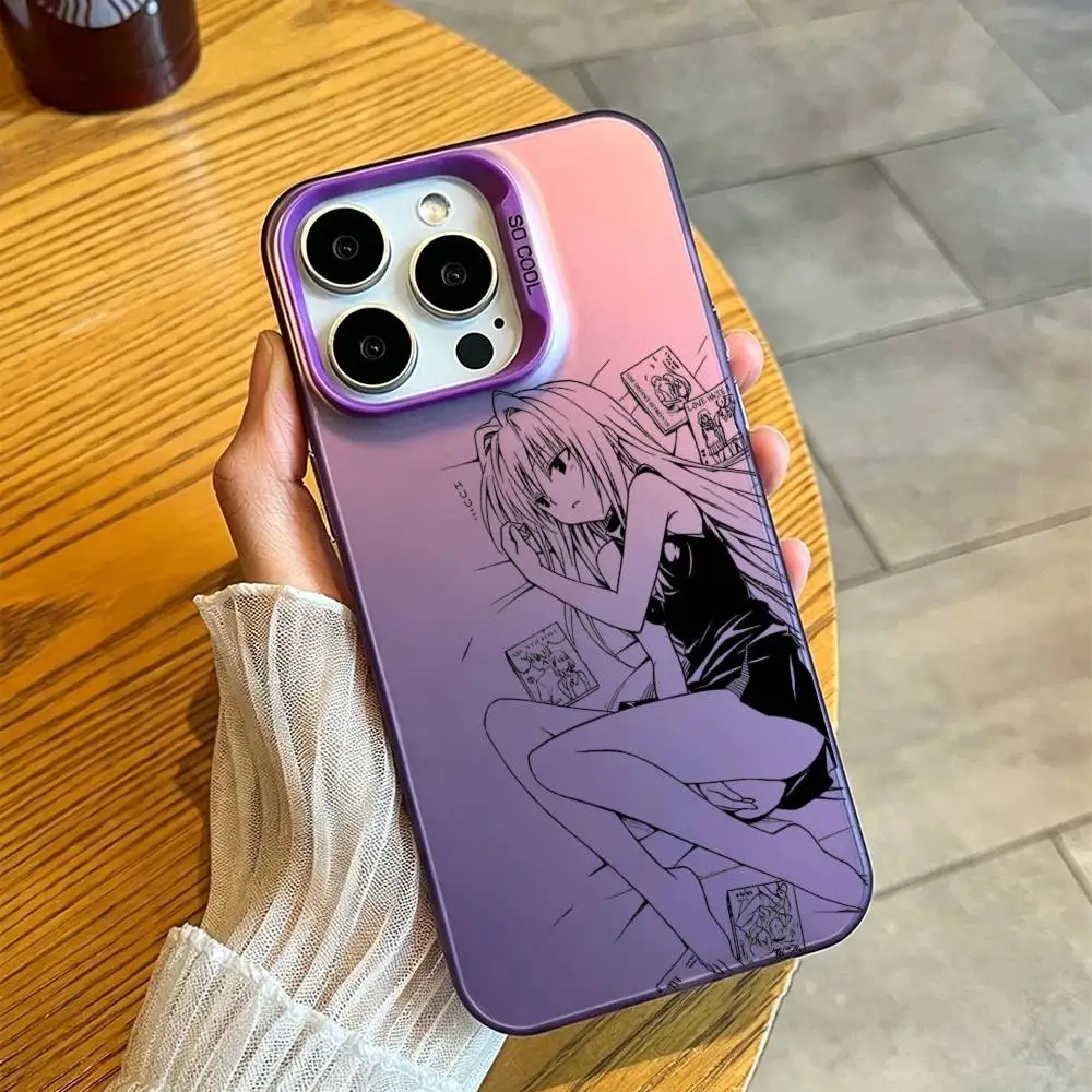 Фото Чехол для телефона Konjiki no Yami To LOVE Ru для iPhone 17, 16, 15, 14, 13, 12, 11, Mini, Pro, E, MAX, матовый, белый, цвета конфет. №2