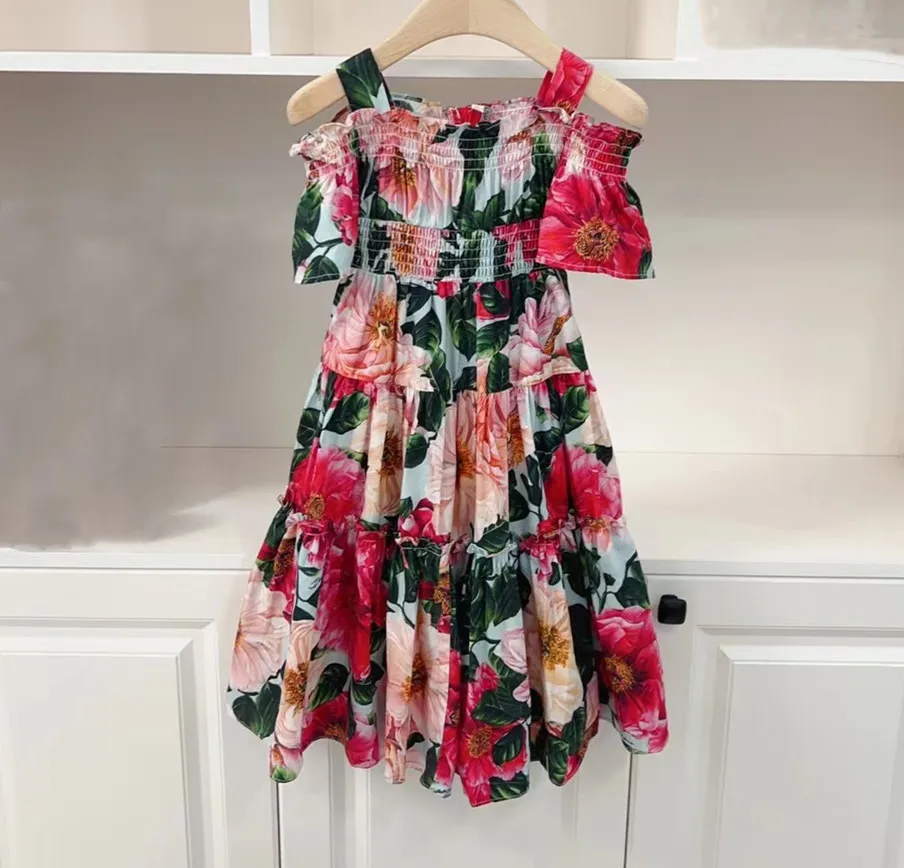 

2023 New Girls Kids Flower Elegant Causal Princess Party Dresses Children Clothing Birthday Wedding Party Baby Girl Dress