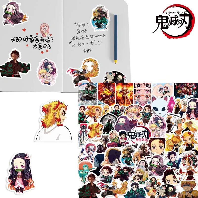 

50Pcs Kawaii Anime Demon Slayer Waterproof Stickers /Kamado Nezuko Tanjirou Cartoon Riman Water Cup Suitcase Graffiti Stickers