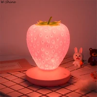 touch dimmable led night light silicone strawberry usb charging desk lamp for children kids gift bedroom decoration