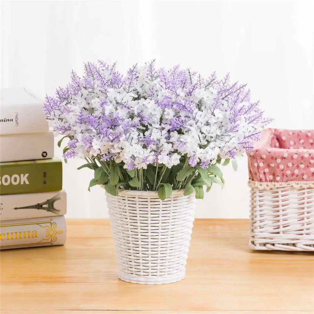 

2pcs 10 Heads Artificial Romantic Provence Lavender Simulation Flower Plant Home Wedding Flower Wall Party Table DIY Decoration
