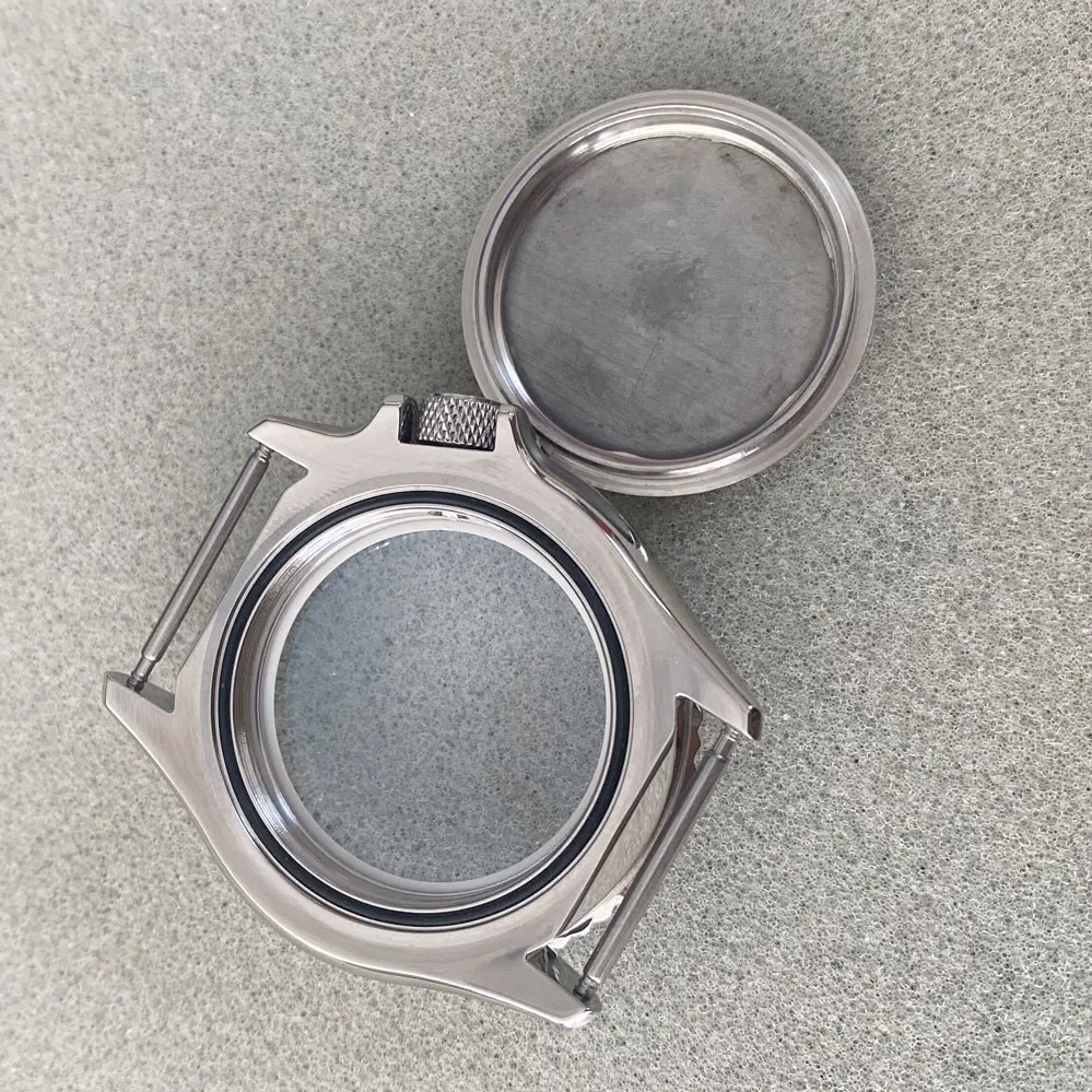 41.5mm Watch Case Stainless Steel 3.8 Crown Black Inner Ring Watch Case S Handle Replacement SKX007 Fit NH35 NH36 4R Movement