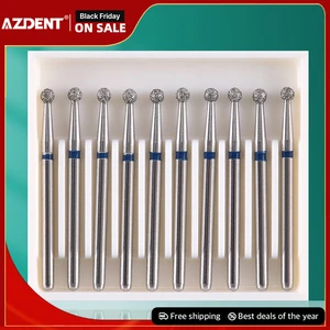 Алмазные буры AZDENT Dental, 10 шт./упаковка, круглые сверла 25 мм FG 1,6 мм для высокоскоростного наконечника, об/мин