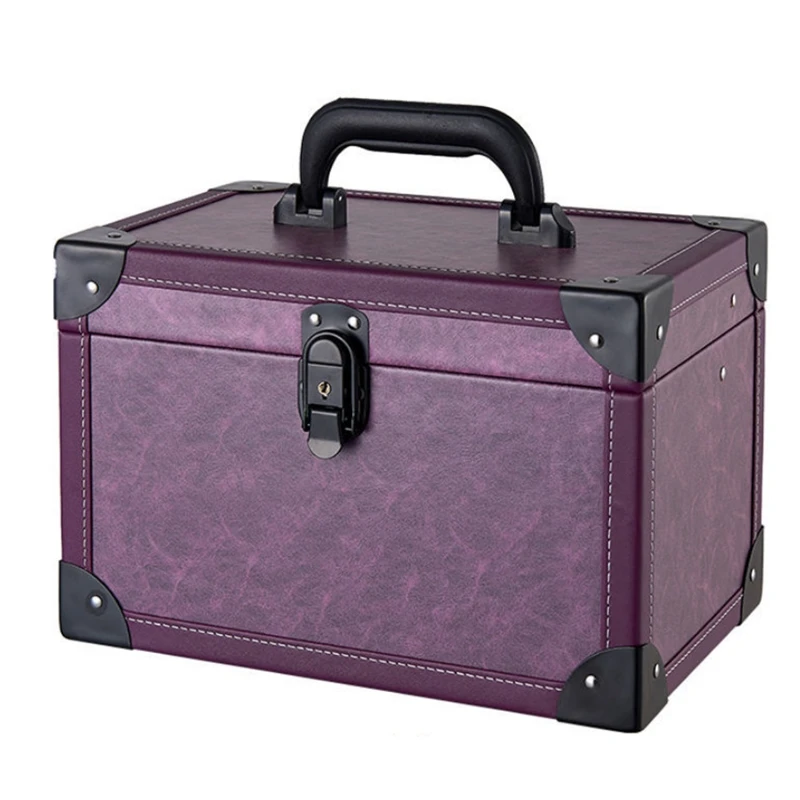 

Women Cosmetic Case Organizer Makeup Storage Organizer Box With lock Nails Organizer Suitcase Beauty Kit Beautician Storage Box