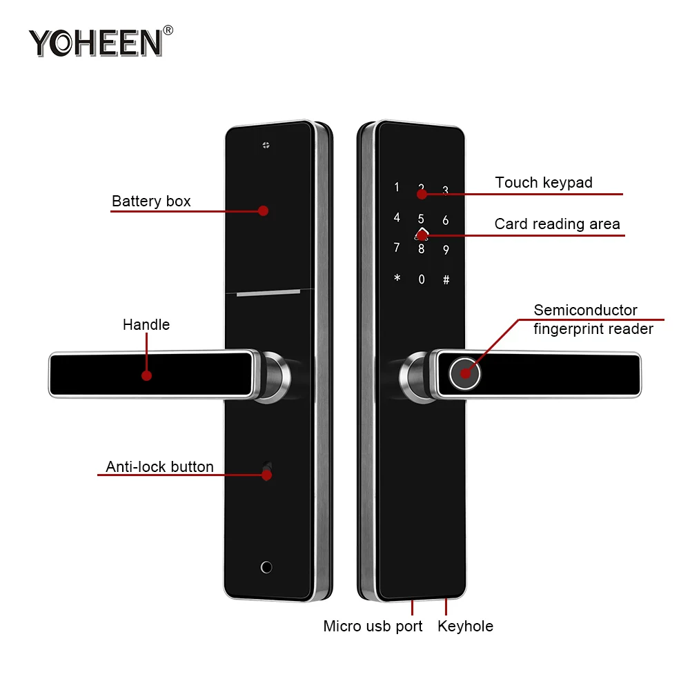 Дверной смарт-замок из нержавеющей стали с Bluetooth и деревянными дверцами