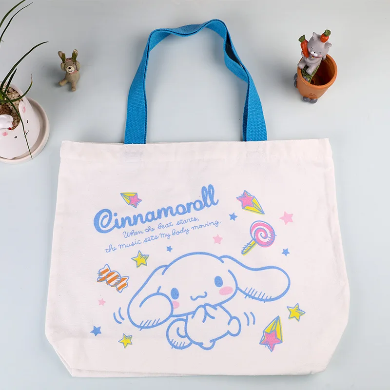 

Sanrio Cartoon Print Tote Bags Women Canvas My Melody Kuromi Luxury Handbags Shopping Printed Fabric Reusable Handbag for Girls