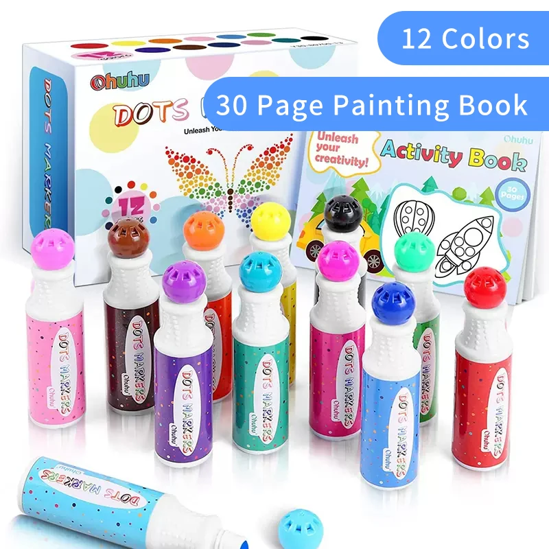 Ohuhu Dot Makers Bingo Pen Mini Graffiti Flowing Pen Washable Paint Signature Pen Watercolor Pen Children's Painting Tools Kids