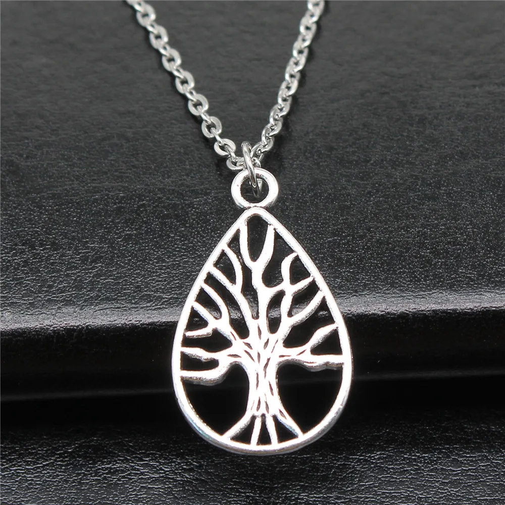 

Simple Fashion Vintage 2 Colors 30x18mm Tree Of Life Pendant Necklace Jewelry For Women