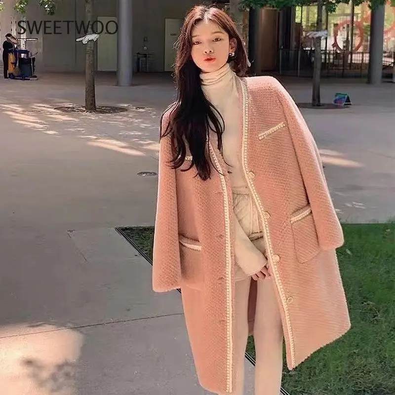 Casual Winter Fashion Coat for Woman Faux Fur Coat Mid-Length Faux Lamb Wool Coat Elegant Style Contracted Fashion Slim Tide2022