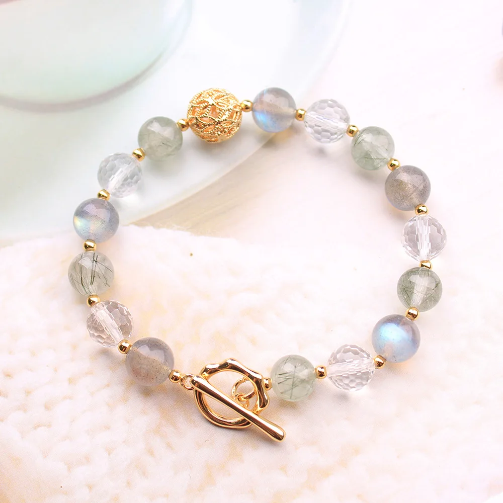 

Charm Natural Crystal Beaded Bracelet For Women Fashion Bracelets Delicate Gold Ball Bracelet Trend Jewelry Accessories