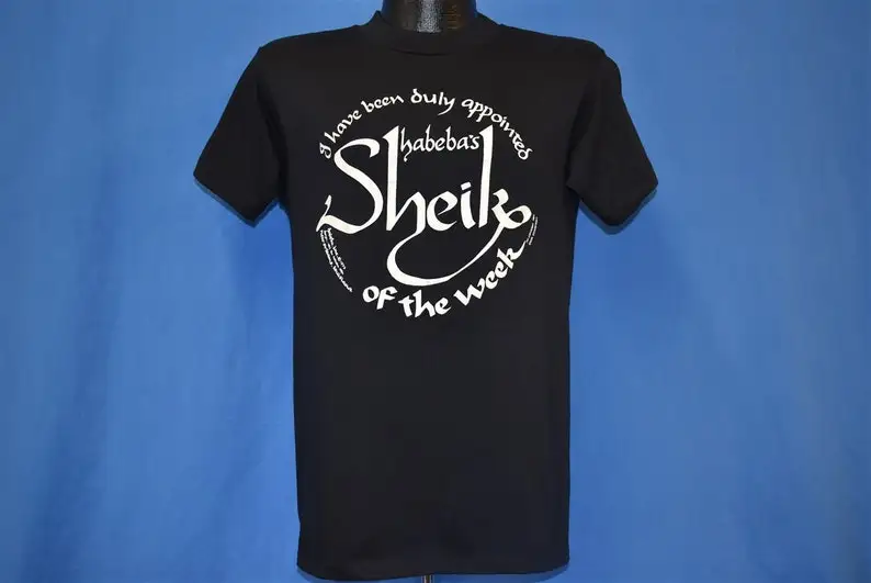 Черная футболка 80-х годов I Have Been Duly Appointed Habeba's Sheik of the Week средняя